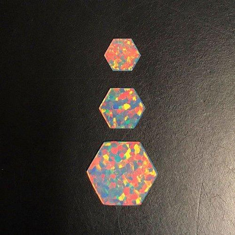 White Hexagon Coin Opals by Profound Glass
