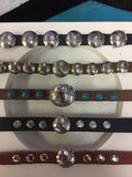 Sterling Silver Conchos on Leather Bracelets by Roger Rowland
